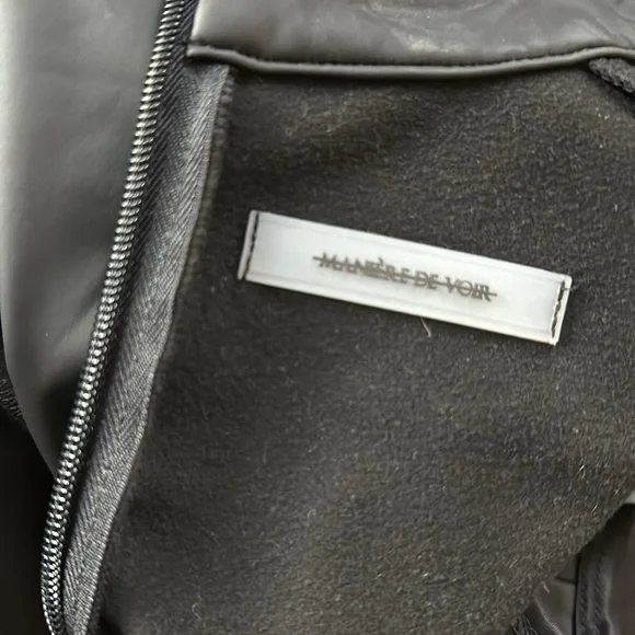 Vegan Leather & Satin Wrap Bodycon Dress - Black - Picture 9 of 12